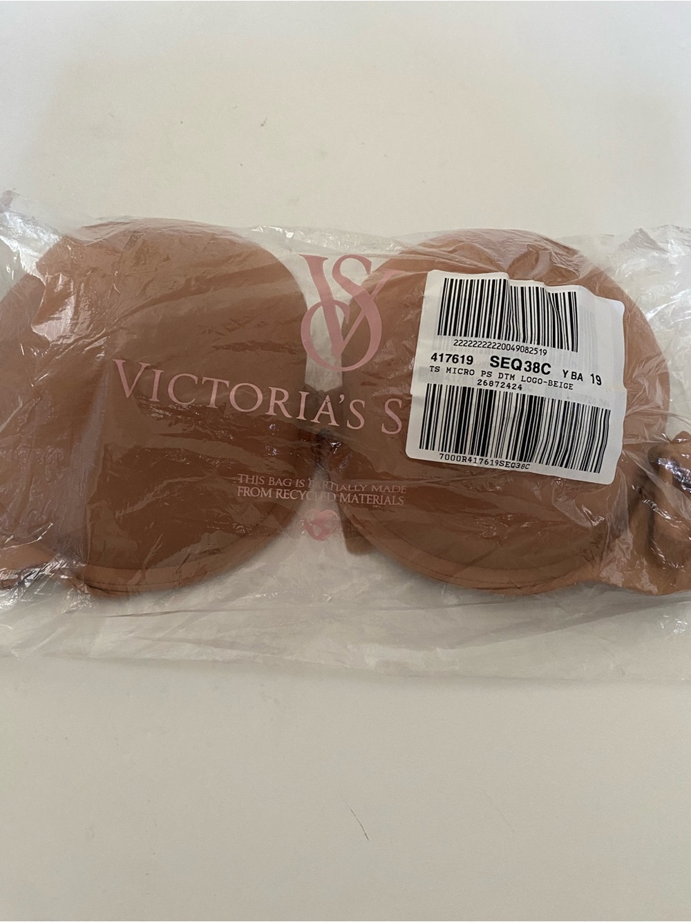 Victoria’s Secret T-shirt Bra Perfect Shape Full Coverage Bra Praline Sz 38C NWT